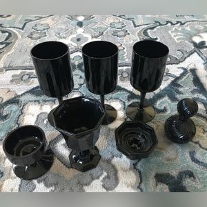 Misc vintage black glass assortment
